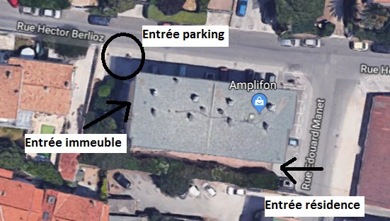 Plan d'accès au parking et à la résidence Le Cardinal